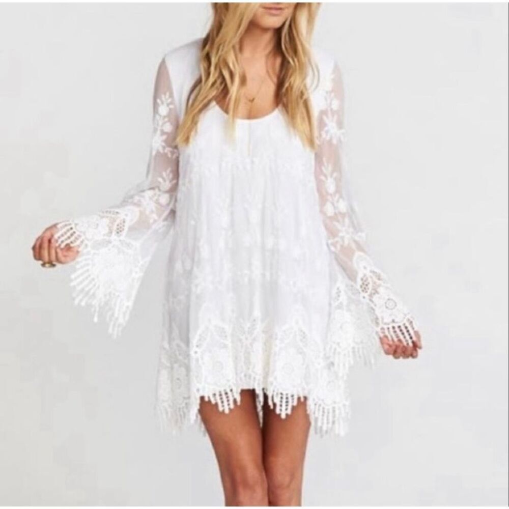 Show Me Your Mumu Fannie Flow Mini Dress in Fields of Lace White Size XS